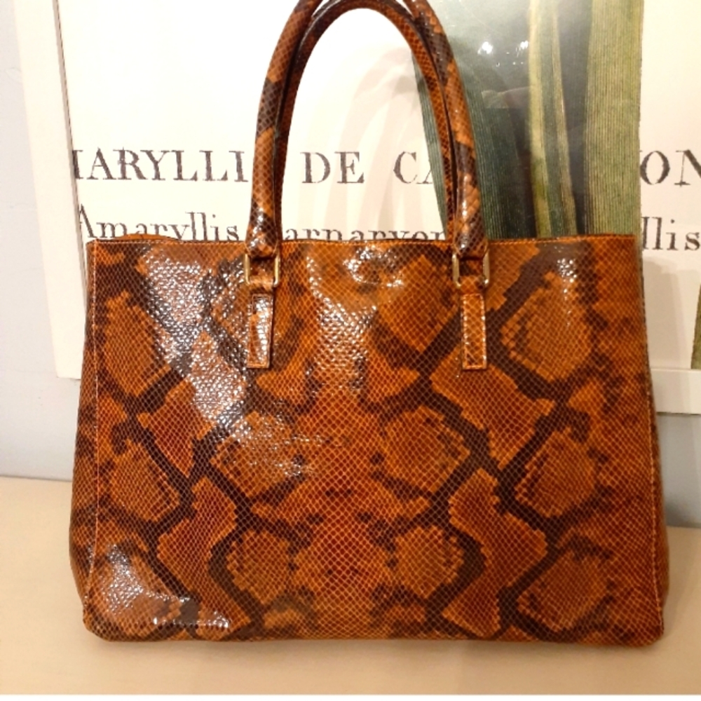 Alberta di canio python leather tote.